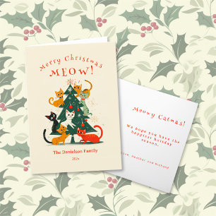 Cats on the Christmas Tree Holiday Card
