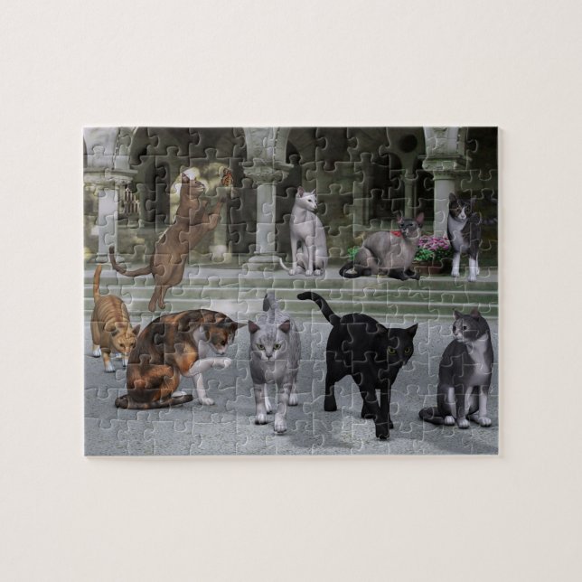 Cats on the Palace Steps Jigsaw Puzzle (Horizontal)