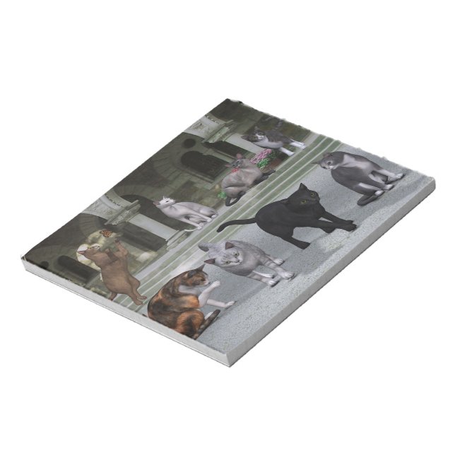 Cats on the Palace Steps Notepad (Rotated)