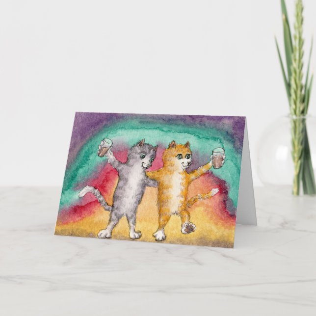 Cats on the Town Birthday CARD (Front)