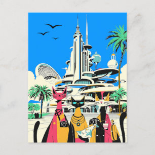 Cats on Vacation Visit the Future Postcard