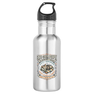 Cats Over People Cat Introvert Anti Social Vintage 532 Ml Water Bottle