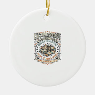 Cats Over People Cat Introvert Anti Social Vintage Ceramic Tree Decoration