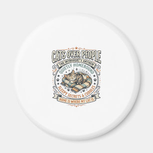 Cats Over People Cat Introvert Anti Social Vintage Magnet