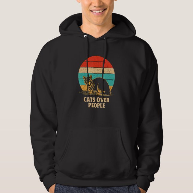 Cats Over People Introvert Cat   Antisocial Kitten Hoodie (Front)