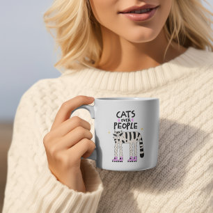 Cats Over People – Roller Skating Cat Two-Tone Coffee Mug