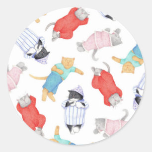 CATS PAJAMAS Large Round Stickers 