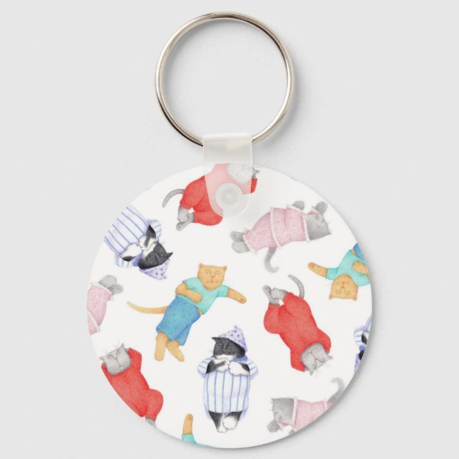 CATS PAJAMAS Metal Circle Keychain (Front)