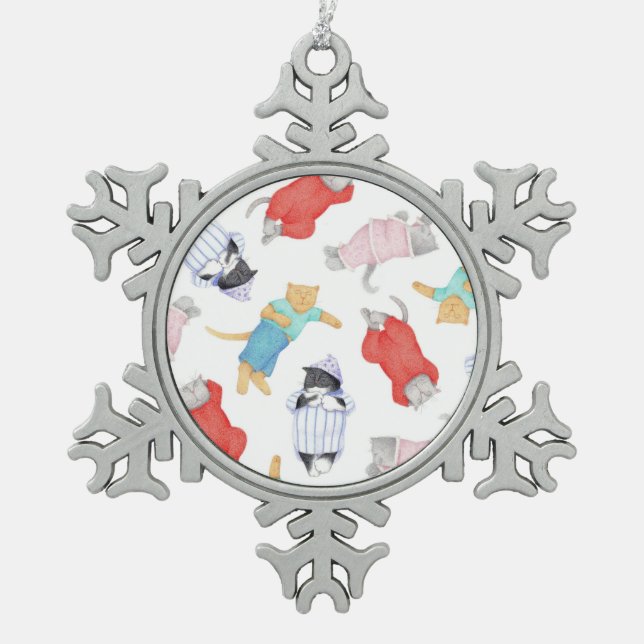 CATS PAJAMAS Pewter Snowflake Ornament (Front)