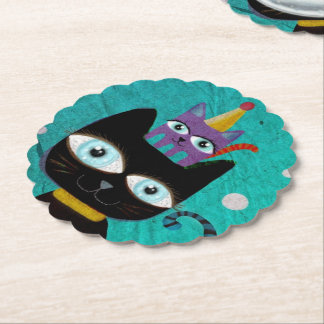 Cats party paper coaster