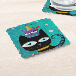 Cats party paper coaster