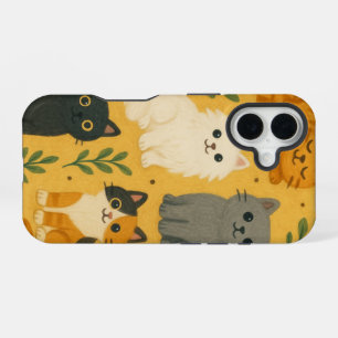 Cats Pattern Cute Feline All-Over Print Design iPhone 16 Case