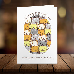 Cats Pattern for Cat Lovers Personalised Birthday Card