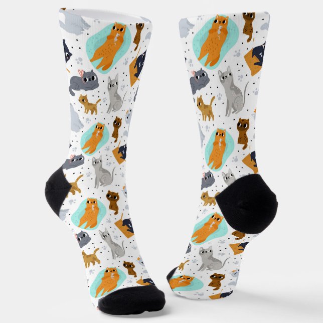 Cats Pattern for Cat Lovers Socks (Angled)