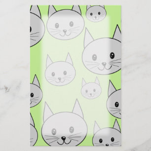 Cats Pattern in Green and Grey. Stationery