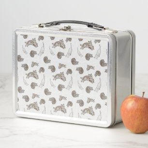 cats pattern metal lunch box