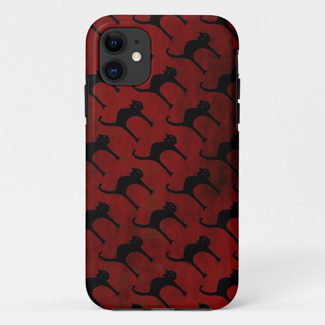 cats pattern on red background Case-Mate iPhone case (Back)