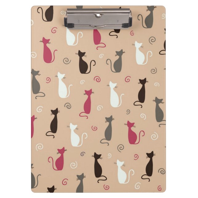 cats Pattern Pink Clipboard (Front)