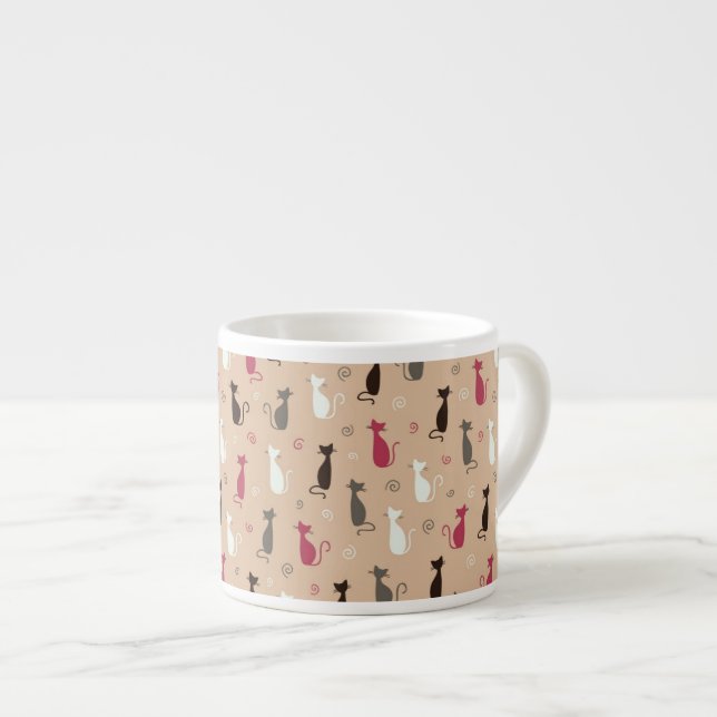 cats Pattern Pink Espresso Cup (Front Right)