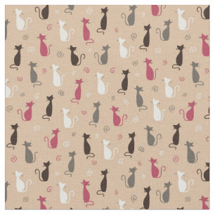 cats Pattern Pink Fabric