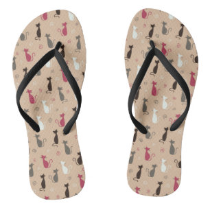 cats Pattern Pink Flip Flops