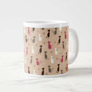 cats Pattern Pink Large Coffee Mug