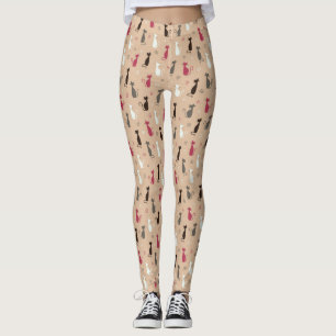 cats Pattern Pink Leggings