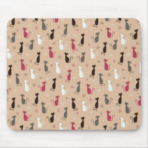 cats Pattern Pink Mouse Mat
