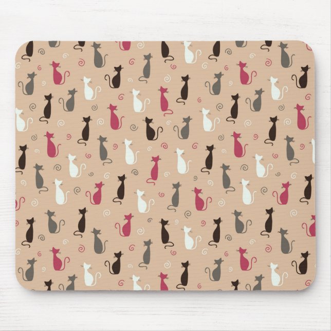 cats Pattern Pink Mouse Mat (Front)