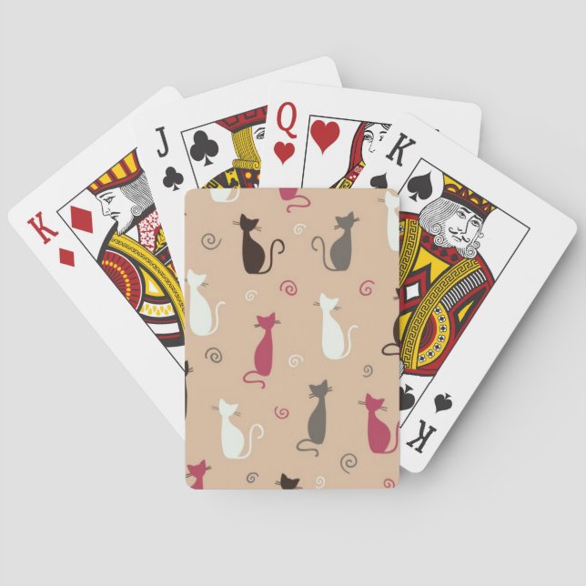 cats Pattern Pink Playing Cards (Back)