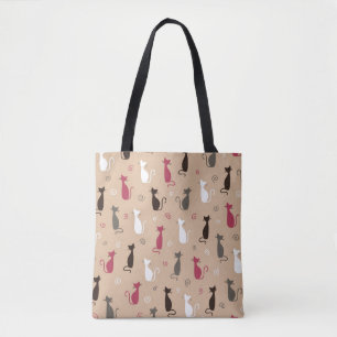 cats Pattern Pink Tote Bag