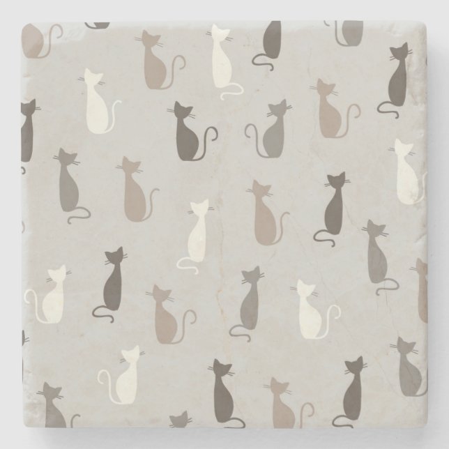 Cats pattern stone coaster (Front)