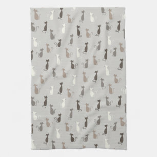 Cats pattern tea towel