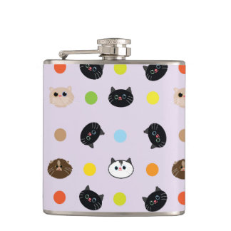 cats patterns hip flask