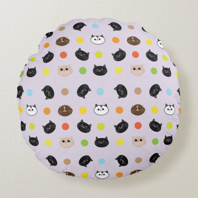 cats patterns round cushion (Front)