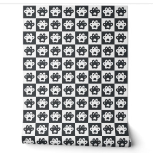 cat's paws black and white pattern wallpaper