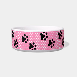 Cat's Paws Pink Polkadot Bowl