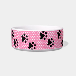 Cat's Paws Pink Polkadot Bowl