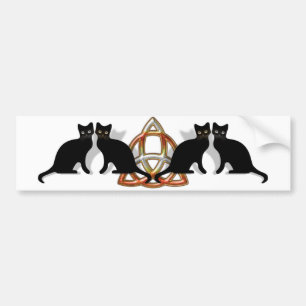 Cats Pentgagram Flame Triquetra Bumper Sticker