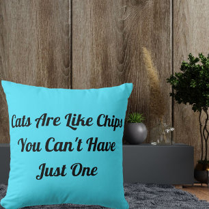 Cats Personalised Funny Cool Modern Pet Quote Blue Cushion