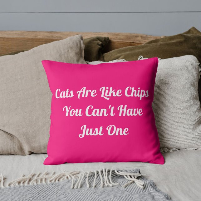 Cats Personalised Funny Cool Modern Pet Quote Pink Cushion (Creator Uploaded)