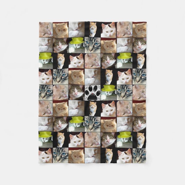Cats Photo Collage Fleece Blanket (Front)