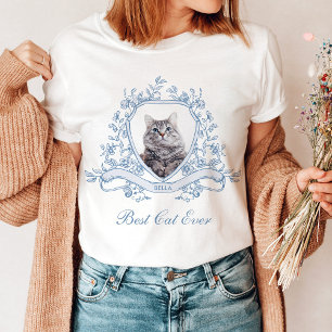 Cat's Photo in a Chinoiserie Crest   Best Cat Ever T-Shirt