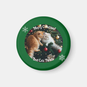 Cats Photo In Christmas Tree , Personalized Magnet