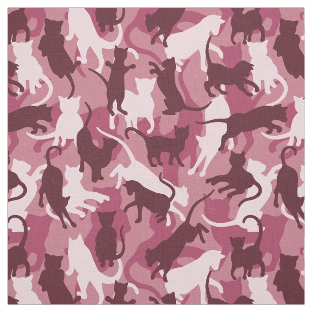 Cats Pink Camouflage Fabric (Swatch)
