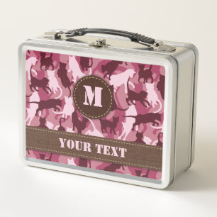 Cats Pink Camouflage Metal Lunch Box