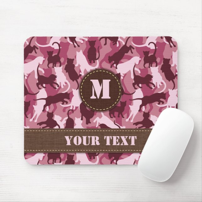 Cats Pink Camouflage Mouse Mat (With Mouse)