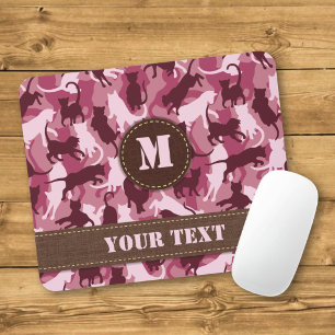 Cats Pink Camouflage Mouse Mat