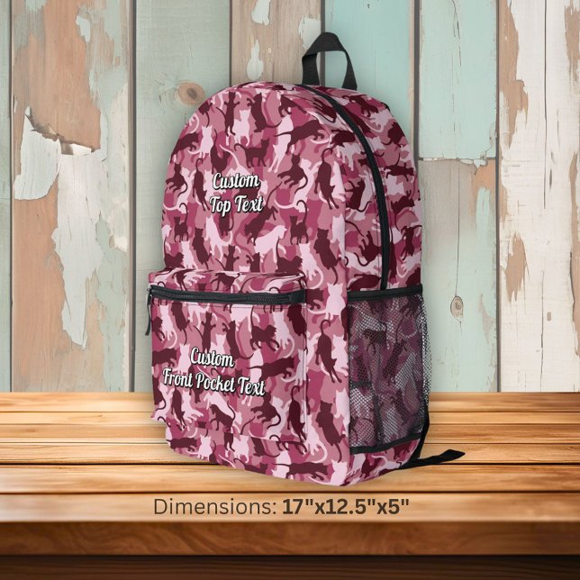 Cats Pink Camouflage Printed Backpack (Creator Uploaded)