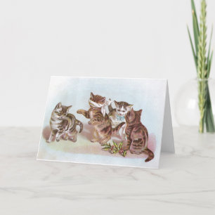 Cats Play Blind Man's Bluff Victorian Trade Card